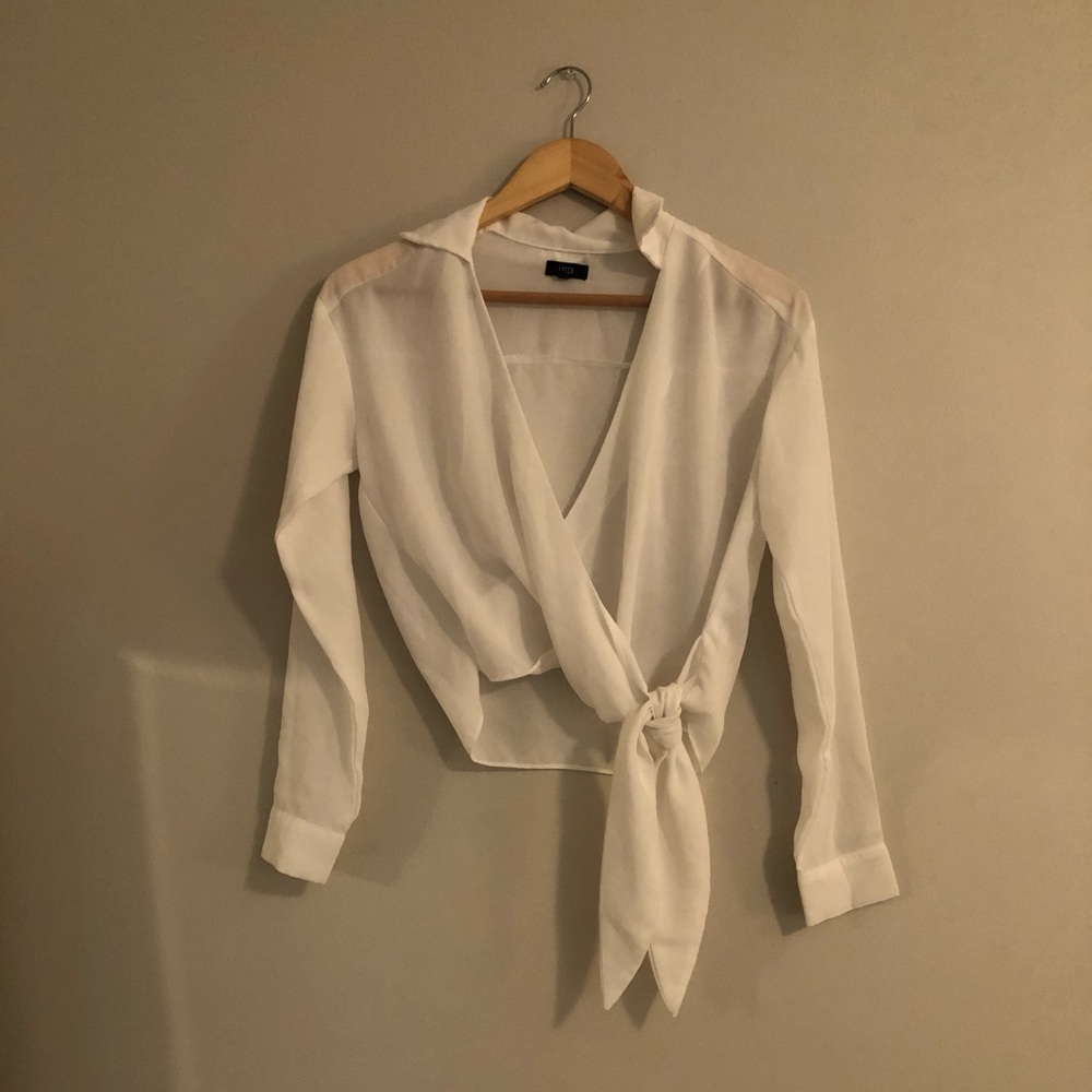 White Sheer Tie Top